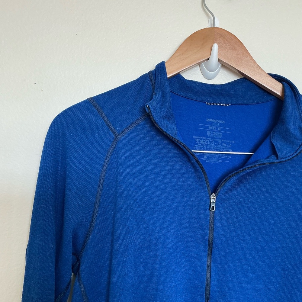 Patagonia mens Blue Half-Zip Jacket quarter zip up medium capliene layer 2
